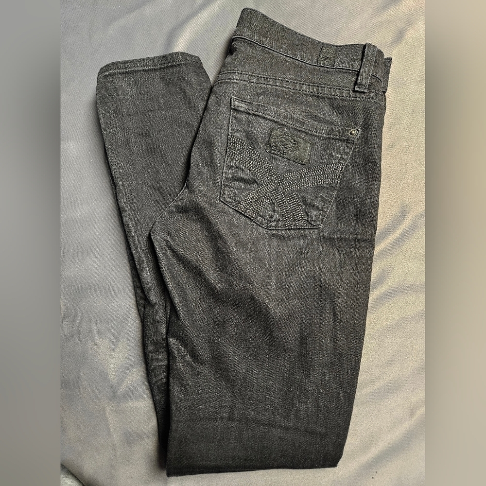 7 For All Mankind Women's 26 Gwenevere Super Skinny Stretch Denim Black Jeans